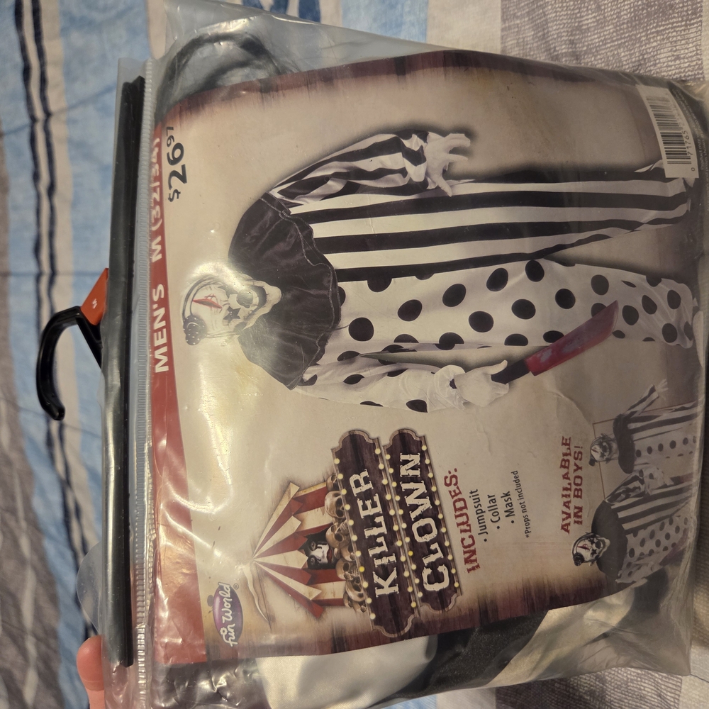 Killer Clown Costume with Black and White Stripes